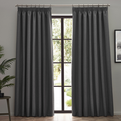 Dawn (Blackout) Pencil Pleat, Charcoal - Ready Made Curtains - Image 3